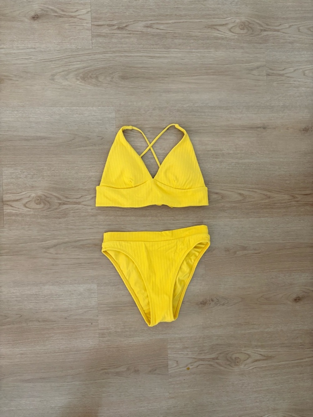 Luli Fama Yellow Ribbed Bikini Set